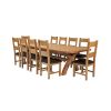 Country Oak 340cm Extending Cross Leg Oval Table and 10 Chester Brown Leather Chairs - 3