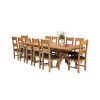 Country Oak 340cm Extending Cross Leg Oval Table and 12 Chester Brown Leather Chairs - 2