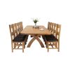 Country Oak 340cm Extending Cross Leg Oval Table and 12 Chester Brown Leather Chairs - 6