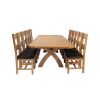 Country Oak 340cm Extending Cross Leg Oval Table and 12 Chester Brown Leather Chairs - 8
