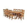 Country Oak 340cm Extending Cross Leg Oval Table and 10 Chester Timber Seat Chairs - 3