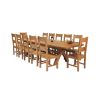 Country Oak 340cm Extending Cross Leg Oval Table and 12 Chester Timber Seat Chairs - 2