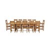 Country Oak 340cm Extending Cross Leg Oval Table and 12 Chester Timber Seat Chairs - 5