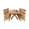 Country Oak 340cm Extending Cross Leg Oval Table and 12 Chester Timber Seat Chairs - 6