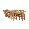 Country Oak 340cm Extending Cross Leg Oval Table and 12 Chester Timber Seat Chairs - 7