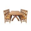 Country Oak 340cm Extending Cross Leg Oval Table and 12 Chester Timber Seat Chairs - 8