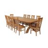 Country Oak 340cm Extending Cross Leg Oval Table and 10 Chelsea Timber Seat Chairs - 2