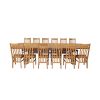 Country Oak 340cm Extending Cross Leg Oval Table and 12 Chelsea Timber Seat Chairs - 4