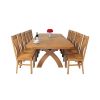 Country Oak 340cm Extending Cross Leg Oval Table and 12 Chelsea Timber Seat Chairs - 6