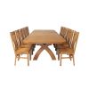 Country Oak 340cm Extending Cross Leg Oval Table and 12 Chelsea Timber Seat Chairs - 8