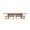 Country Oak 340cm Extending Cross Leg Oval Table 4 x 120cm Cross Leg Bench Set - 8