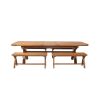 Country Oak 340cm Extending Cross Leg Oval Table 4 x 120cm Cross Leg Bench Set - 9