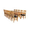 Country Oak 340cm Extending Cross Leg Square Table and 10 Grasmere Brown Leather Chairs - 2