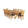 Country Oak 340cm Extending Cross Leg Square Table and 10 Grasmere Brown Leather Chairs - 3