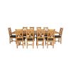 Country Oak 340cm Extending Cross Leg Square Table and 10 Grasmere Brown Leather Chairs - 4