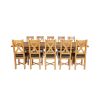 Country Oak 340cm Extending Cross Leg Square Table and 10 Grasmere Brown Leather Chairs - 5