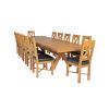 Country Oak 340cm Extending Cross Leg Square Table and 12 Grasmere Brown Leather Chairs - 3