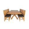 Country Oak 340cm Extending Cross Leg Square Table and 12 Grasmere Brown Leather Chairs - 4