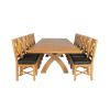Country Oak 340cm Extending Cross Leg Square Table and 12 Grasmere Brown Leather Chairs - 4