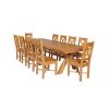 Country Oak 340cm Extending Cross Leg Square Table and 10 Grasmere Timber Seat Chairs - 3