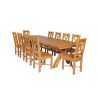 Country Oak 340cm Extending Cross Leg Square Table and 10 Grasmere Timber Seat Chairs - 3