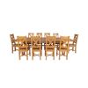 Country Oak 340cm Extending Cross Leg Square Table and 10 Grasmere Timber Seat Chairs - 4