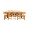 Country Oak 340cm Extending Cross Leg Square Table and 10 Grasmere Timber Seat Chairs - 5