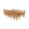 Country Oak 340cm Extending Cross Leg Square Table and 12 Grasmere Timber Seat Chairs - 3