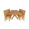 Country Oak 340cm Extending Cross Leg Square Table and 12 Grasmere Timber Seat Chairs - 4