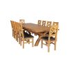 Country Oak 340cm Extending Cross Leg Square Table and 10 Windermere Brown Leather Chairs - 3