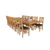 Country Oak 340cm Extending Cross Leg Square Table and 12 Windermere Brown Leather Chairs - 2