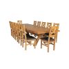 Country Oak 340cm Extending Cross Leg Square Table and 12 Windermere Brown Leather Chairs - 3