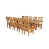 Country Oak 340cm Extending Cross Leg Square Table and 10 Windermere Timber Seat Chairs - 3