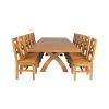 Country Oak 340cm Extending Cross Leg Square Table and 12 Windermere Timber Seat Chairs - 7