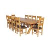 Country Oak 340cm Extending Cross Leg Square Table and 10 Chester Brown Leather Chairs - 3