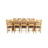 Country Oak 340cm Extending Cross Leg Square Table and 10 Chester Brown Leather Chairs - 5