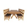 Country Oak 340cm Extending Cross Leg Square Table and 12 Chester Brown Leather Chairs - 4