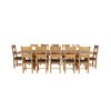 Country Oak 340cm Extending Cross Leg Square Table and 12 Chester Brown Leather Chairs - 5