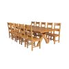 Country Oak 340cm Extending Cross Leg Square Table and 10 Chester Timber Seat Chairs - 2