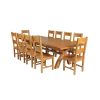 Country Oak 340cm Extending Cross Leg Square Table and 10 Chester Timber Seat Chairs - 3