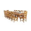 Country Oak 340cm Extending Cross Leg Square Table and 12 Chester Timber Seat Chairs - 2