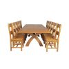 Country Oak 340cm Extending Cross Leg Square Table and 12 Chester Timber Seat Chairs - 4