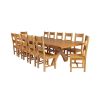 Country Oak 340cm Extending Cross Leg Square Table and 12 Chester Timber Seat Chairs - 5