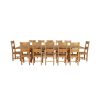Country Oak 340cm Extending Cross Leg Square Table and 12 Chester Timber Seat Chairs - 6