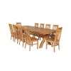Country Oak 340cm Extending Cross Leg Square Table and 10 Chelsea Timber Seat Chairs - 3