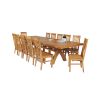 Country Oak 340cm Extending Cross Leg Square Table and 12 Chelsea Timber Seat Chairs - 2