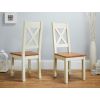 Country Oak 140cm Cream Painted X Leg Table 2 x Matching Chairs & Bench Dining Set - WINTER SALE - 4
