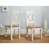 Country Oak 140cm Cream Painted X Leg Table 2 x Matching Chairs & Bench Dining Set - SPRING SALE - 4