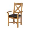 Grasmere Oak Carver Dining Chair With Brown Leather Seat - 20% OFF WINTER SALE - 4