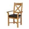 Grasmere Oak Carver Dining Chair With Brown Leather Seat - 10% OFF SPRING SALE - 4